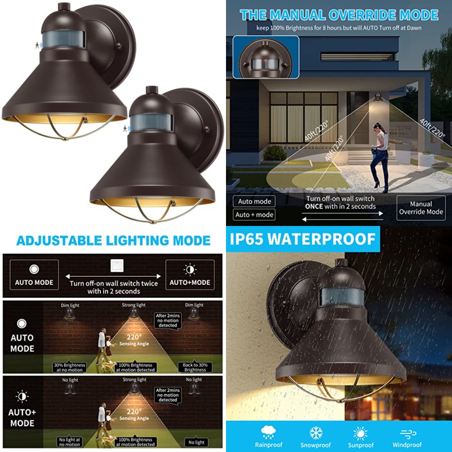 Outdoor Lighting With Motion Sensor - 2 Pack Motion Sensor Outdoor LED