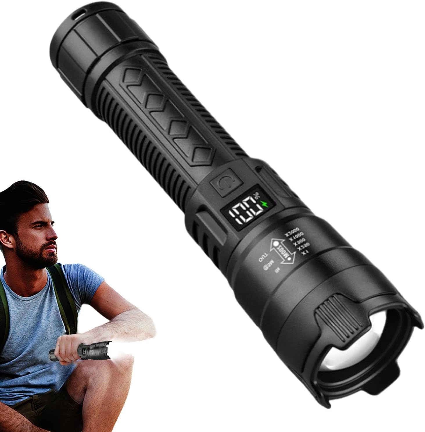 Outdoor Lighting Unit - Tactical LED Flashlight 2000LM USB Rechargeable