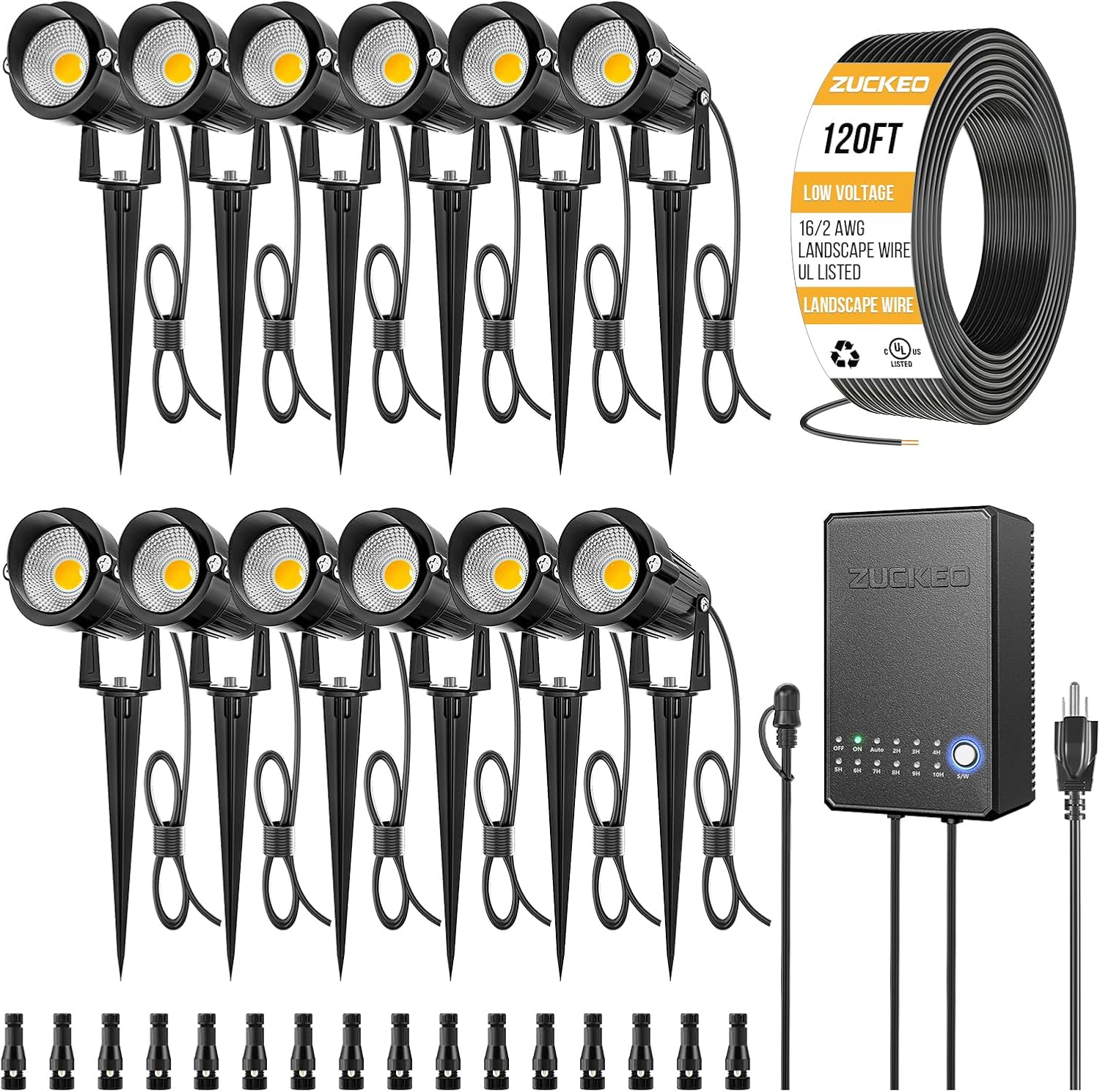 Outdoor Lighting Kit With Transformer - All In One Low Voltage Landscape