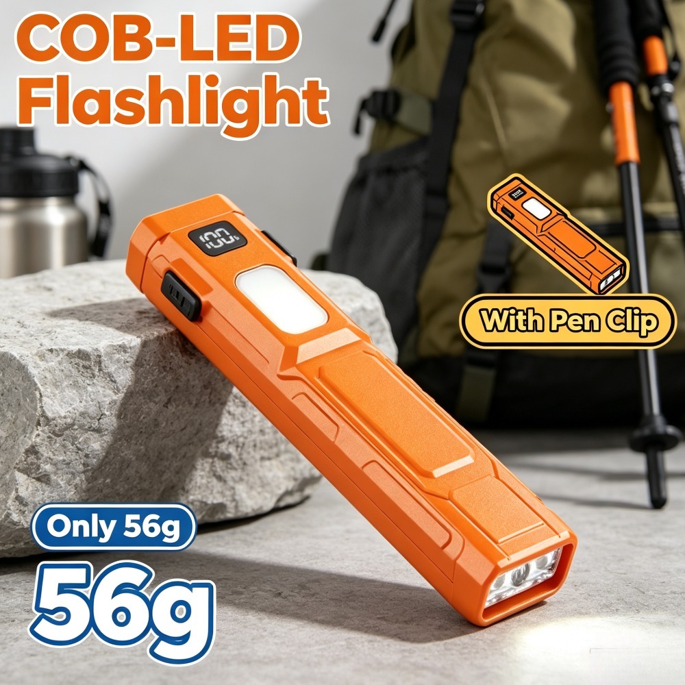 Outdoor Lighting Unit - COB LED EDC Flashlight Pen‑Clip Pocket