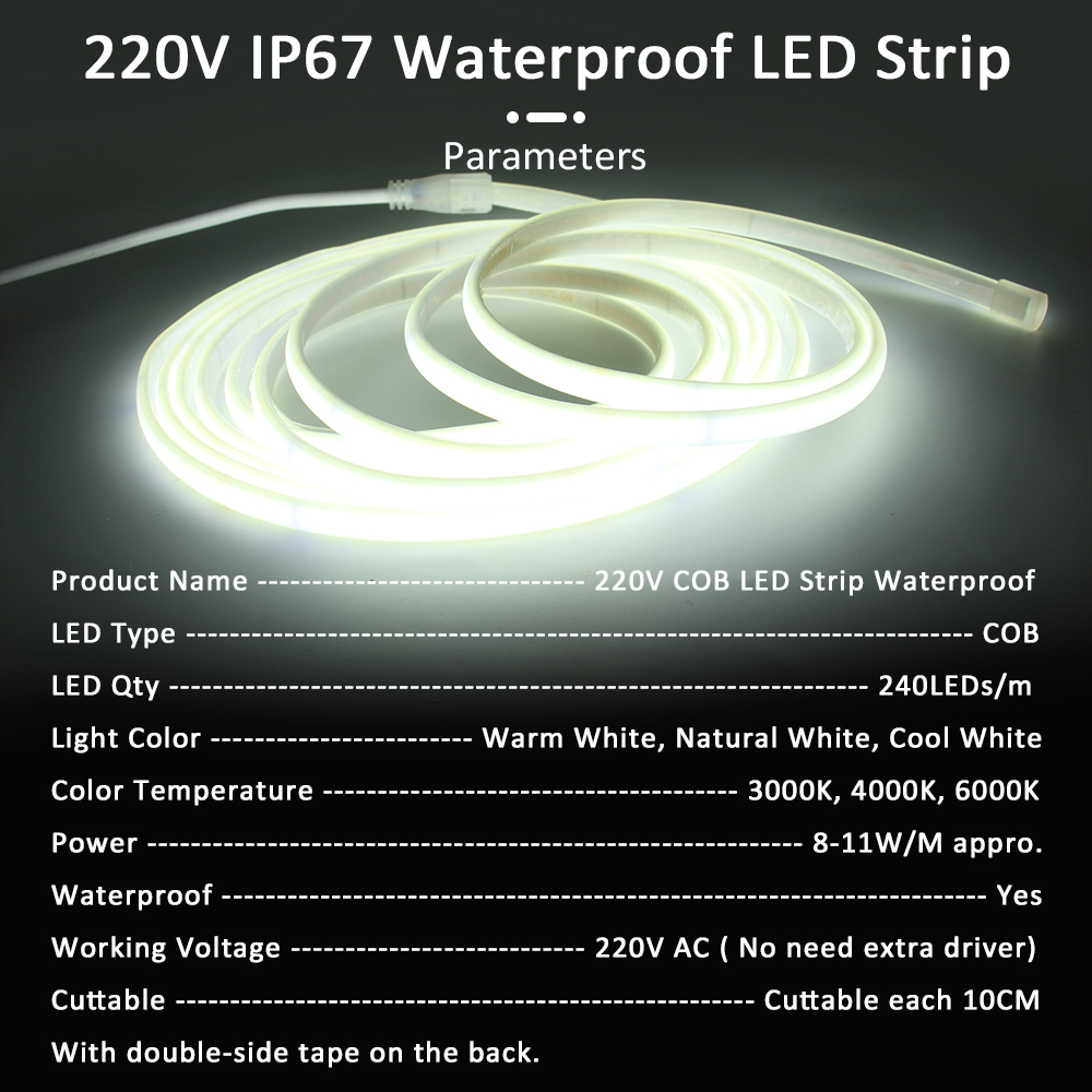 1-20m 220V COB LED Strip Light - Outdoor Lighting Linear review and price